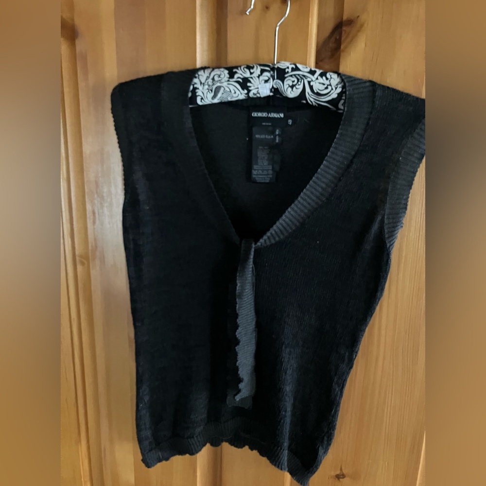Giorgio Armani Textured Black Wool-Silk Blend Fabric